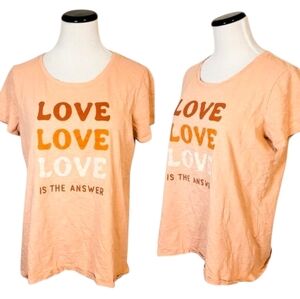 LC Lauren Conrad Organic Cotton Love Graphic Pink Tee - L